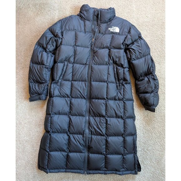 The North Face Mens Large Lhotse Duster 700 Parka Long Coat Black Insulated Down